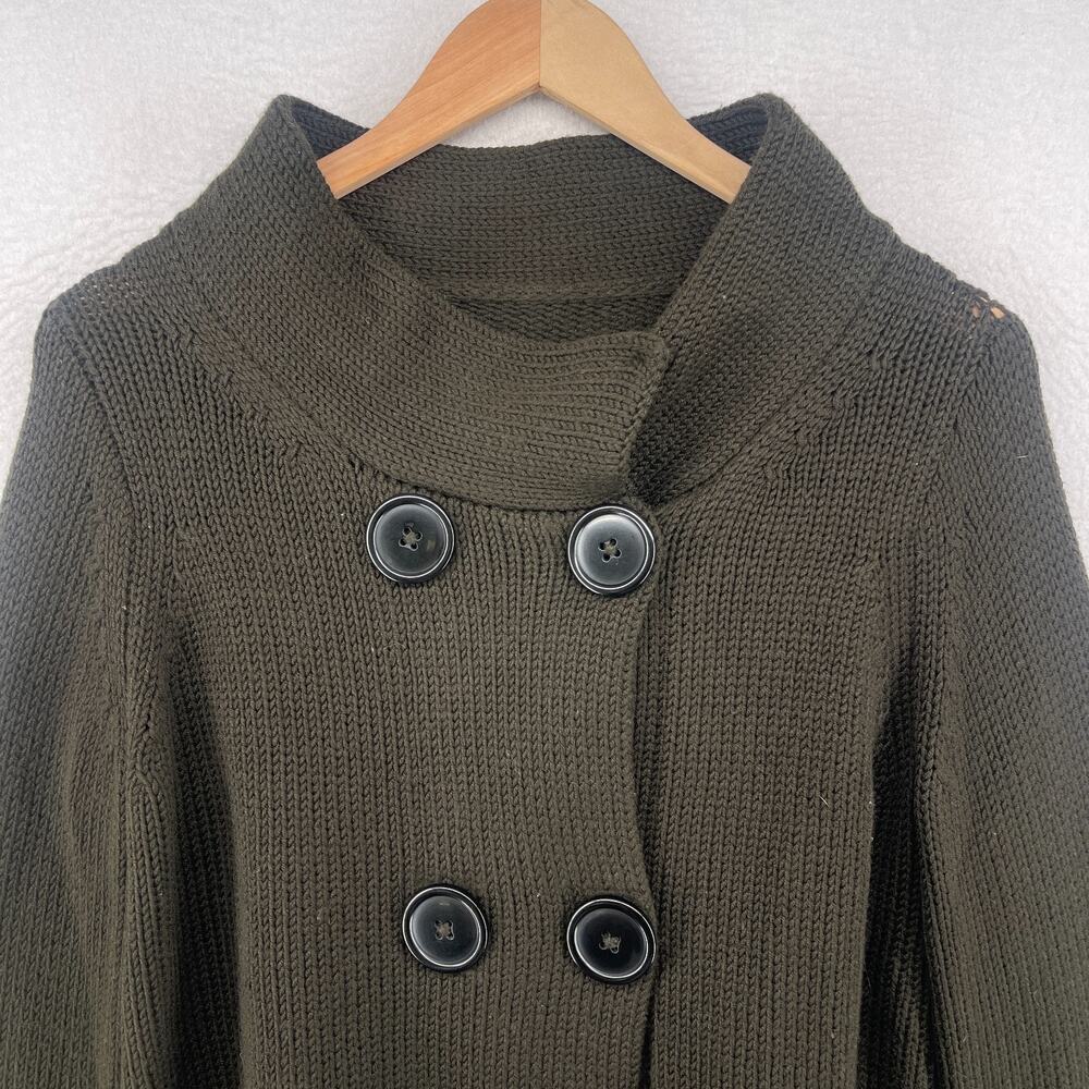 BARBARA WELLS STUDIO Sweater M Superfine Merino Wool Double Breasted Green USA